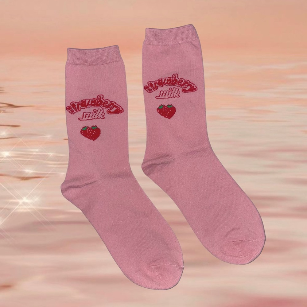 Pink Strawberry Milk Socks